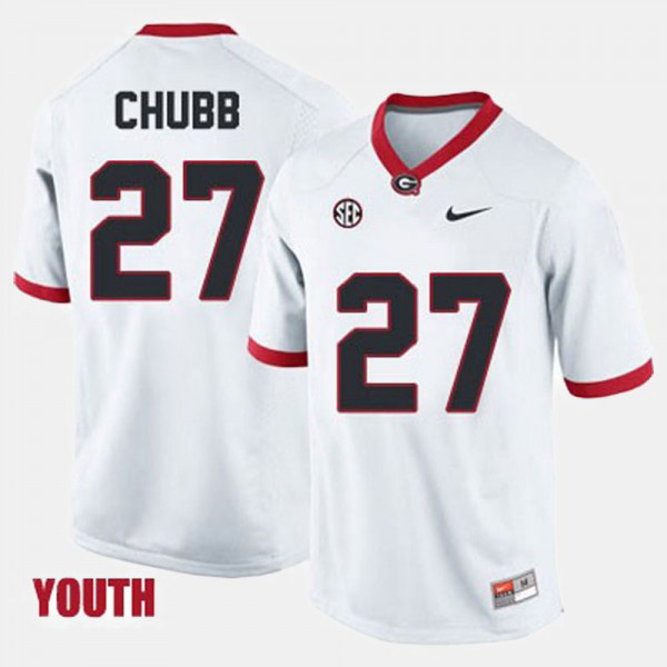 Youth #27 Nick Chubb Georgia Bulldogs College Football Jersey - White